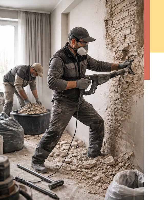 Демонтаж декоративного камня в Можге от 1469 руб/м² — быстро и недорого | ОТДЕЛОЧНИК-Мжг