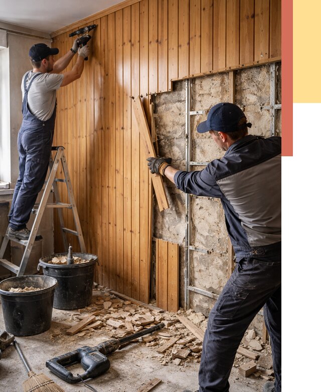 Демонтаж вагонки со стен в Можге от 1469 руб. — снятие, удаление, срочно | ОТДЕЛОЧНИК-Мжг