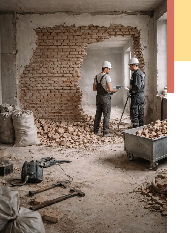 Демонтаж кирпичных стен в Можге от 4254 руб. — быстро, недорого, под ключ | ОТДЕЛОЧНИК-Мжг