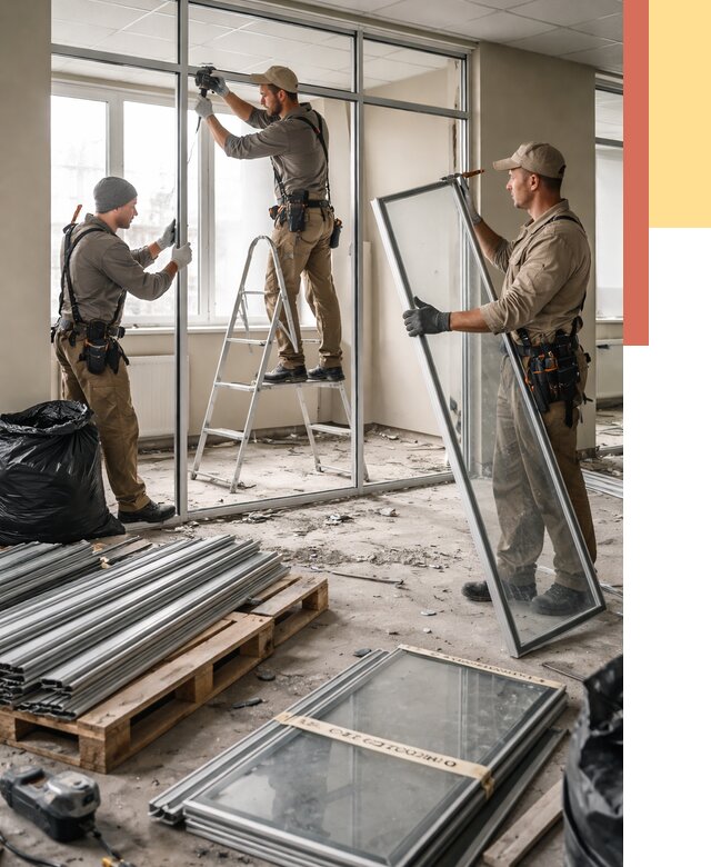 Демонтаж алюминиевых перегородок в Можге от 4254 руб. — быстро и недорого | ОТДЕЛОЧНИК-Мжг