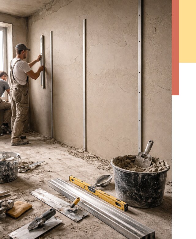 Штукатурка стен по маякам в Можге от 5570 руб./м² — выравнивание под ключ | ОТДЕЛОЧНИК-Мжг