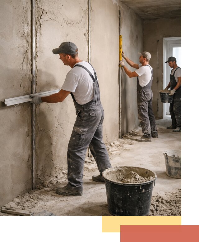 Штукатурка стен по маякам в Можге — точная и ровная поверхность