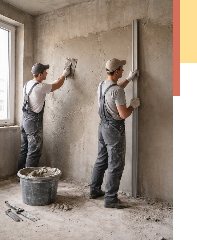 Штукатурка бетонных стен в Можге от 4558 руб/м² — качественно и быстро | ОТДЕЛОЧНИК-Мжг