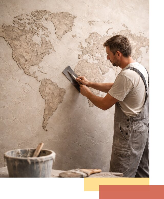 Декоративная штукатурка «Карта мира» под ключ в Можге