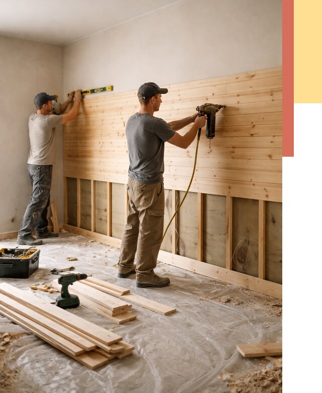 Монтаж деревянной вагонки на стены в Можге от 7596 руб. | Услуги монтажа вагонки | ОТДЕЛОЧНИК-Мжг