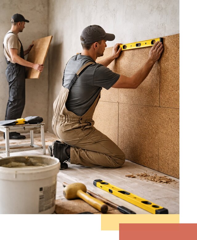 Монтаж пробковых панелей на стены в Можге быстро и качественно