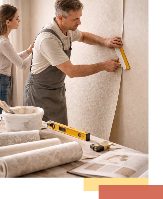 Поклейка обоев с подбором рисунка в Можге