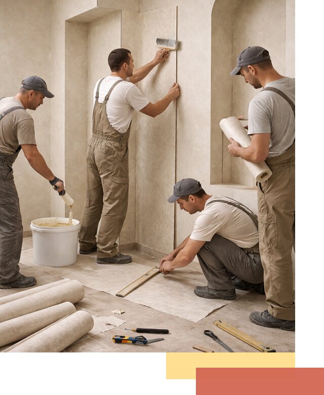 Поклейка обоев на сложные стены и неровные поверхности в Можге