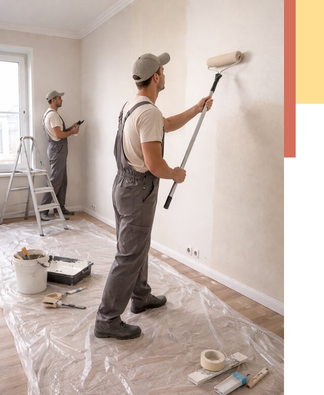 Покраска стен акриловой краской в Можге от 3545 руб./м² — быстро и недорого | ОТДЕЛОЧНИК-Мжг