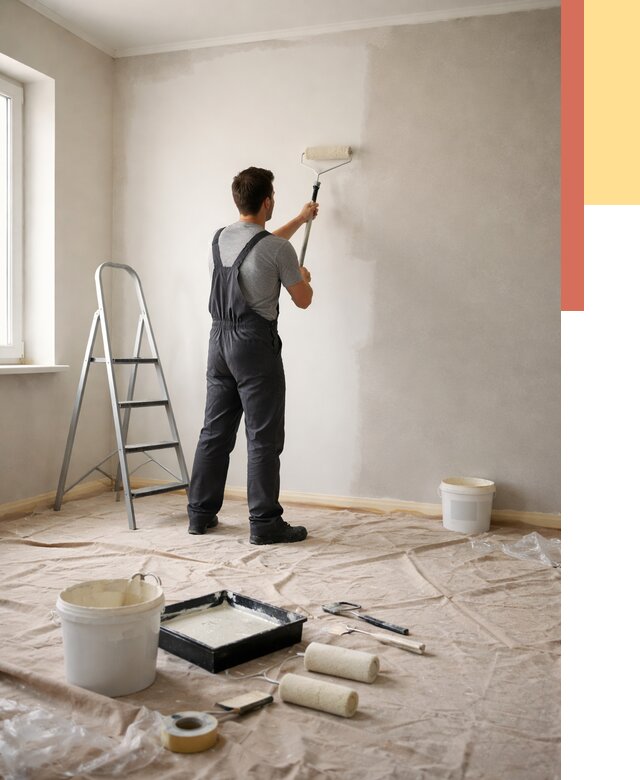 Покраска стен моющейся краской в Можге от 354 руб./м² — быстро и недорого | ОТДЕЛОЧНИК-Мжг