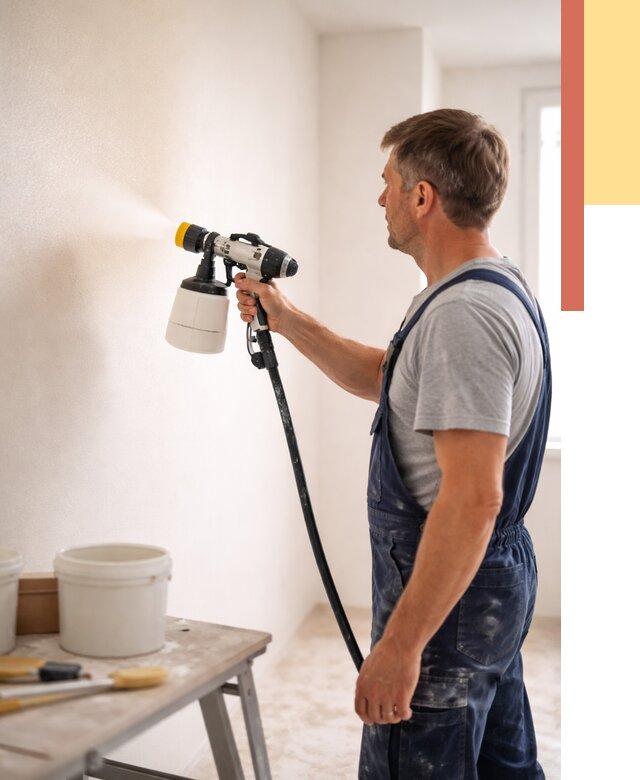 Покраска стен краскопультом в Можге от 7596 руб. — механизированная покраска | ОТДЕЛОЧНИК-Мжг