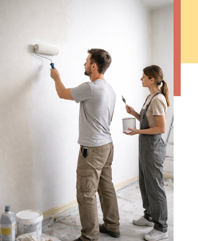 Окраска стен по стеклохолсту в Можге от 4558 руб/м² под ключ | ОТДЕЛОЧНИК-Мжг