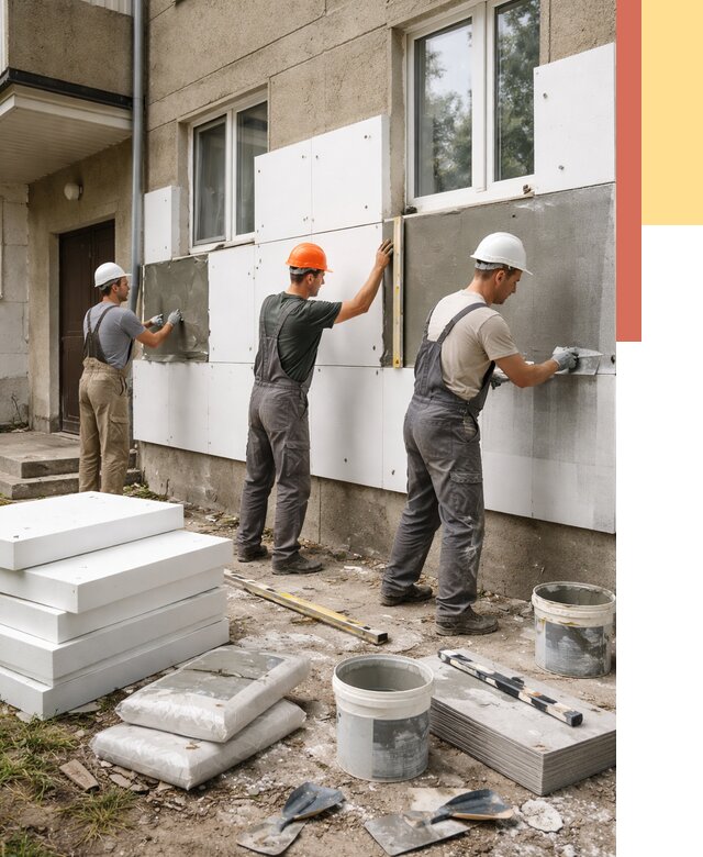 Утепление стен пенопластом в Можге от 1772 руб. — недорого и под ключ | ОТДЕЛОЧНИК-Мжг