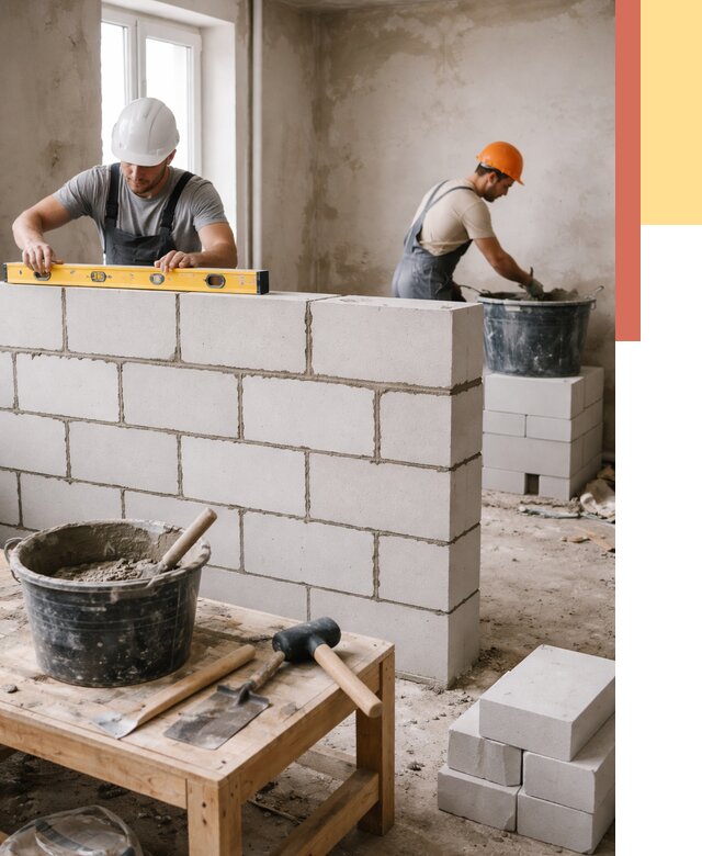 Кладка перегородок из газобетона в Можге от 3241 руб. под ключ | ОТДЕЛОЧНИК-Мжг