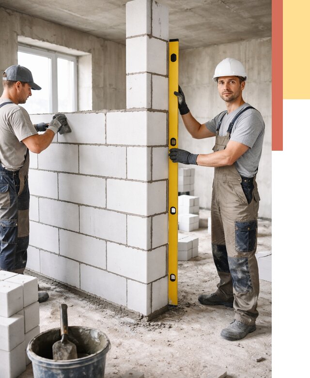 Кладка перегородок из пеноблока в Можге от 1823 руб. под ключ | ОТДЕЛОЧНИК-Мжг