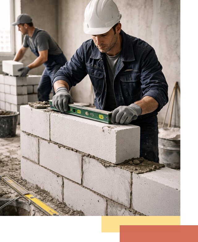 Кладка перегородок из пеноблока под ключ в Можге