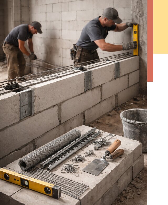 Армирование кладки перегородок в Можге от 760 руб. под ключ | ОТДЕЛОЧНИК-Мжг