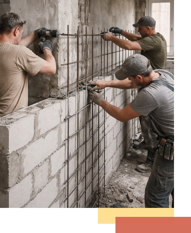 Армирование кладки перегородок в Можге профессионально и надёжно