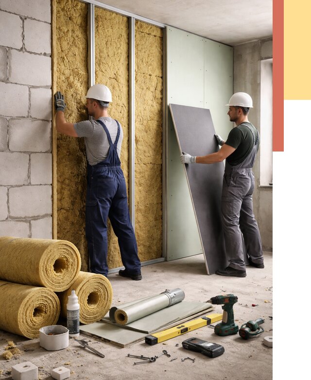 Шумоизоляция перегородок из блоков в Можге от 1874 руб./м² — быстро и недорого | ОТДЕЛОЧНИК-Мжг