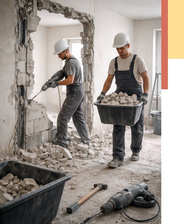 Демонтаж блоковых перегородок в Можге от 3798 руб. — быстро и недорого | ОТДЕЛОЧНИК-Мжг