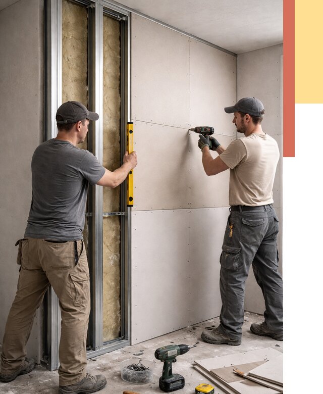 Монтаж двухслойной перегородки из гипсокартона в Можге от 1469 руб. | ОТДЕЛОЧНИК-Мжг