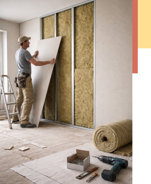 Перегородка из гипсокартона с шумоизоляцией в Можге от 3160 руб. | ОТДЕЛОЧНИК-Мжг