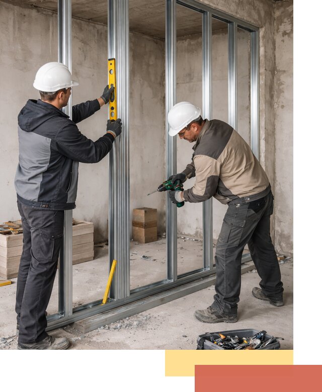 Монтаж каркаса перегородки из профиля в Можге