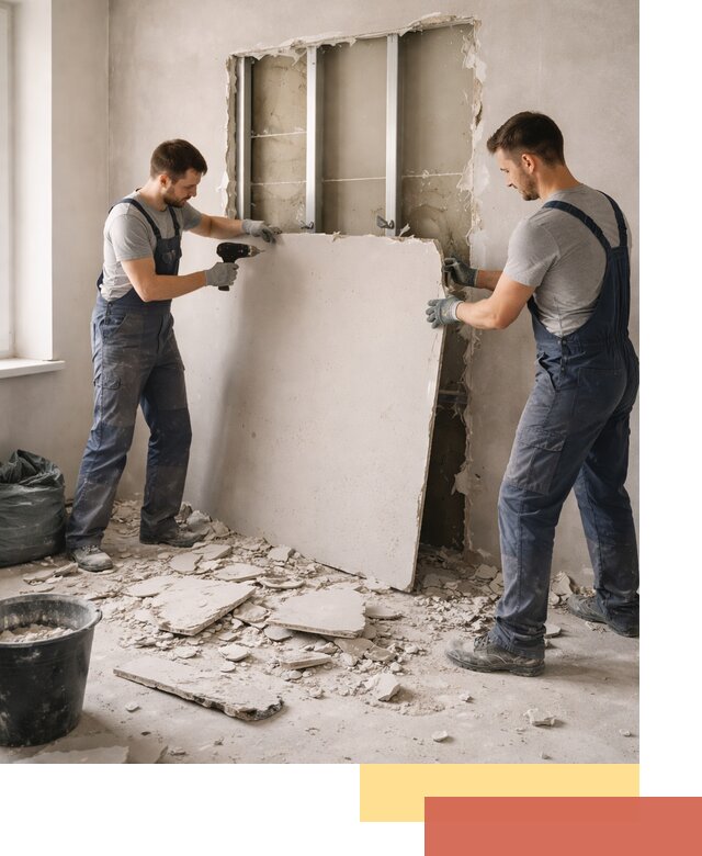 Демонтаж перегородки из гипсокартона в Можге быстрый и аккуратный