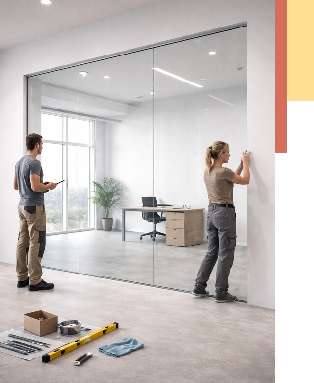 Перегородки из закаленного стекла в Можге от 9622 руб. под ключ | ОТДЕЛОЧНИК-Мжг