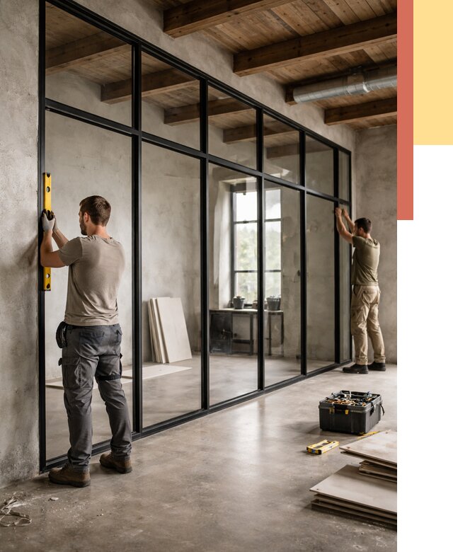 Стеклянные перегородки лофт в Можге от 10634 руб. под ключ | ОТДЕЛОЧНИК-Мжг