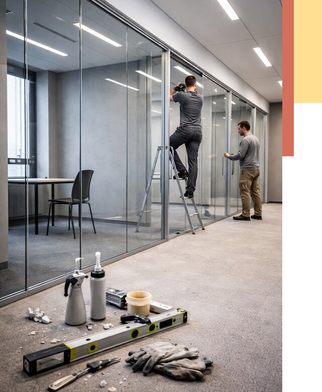 Стеклянные офисные перегородки в Можге от 8609 руб. — монтаж и установка | ОТДЕЛОЧНИК-Мжг