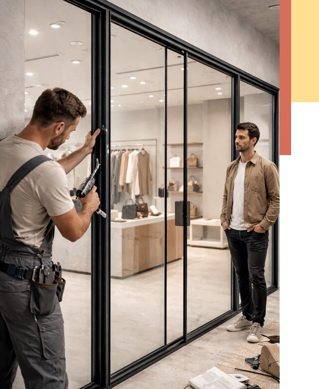 Стеклянные перегородки для магазинов в Можге от 8305 руб. под ключ | ОТДЕЛОЧНИК-Мжг