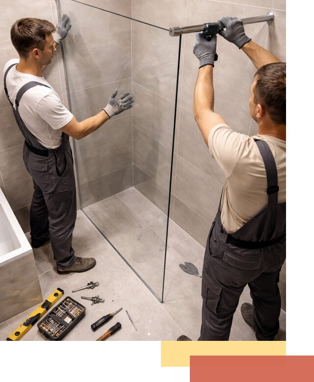 Стеклянные перегородки для душа в Можге — изготовление и монтаж