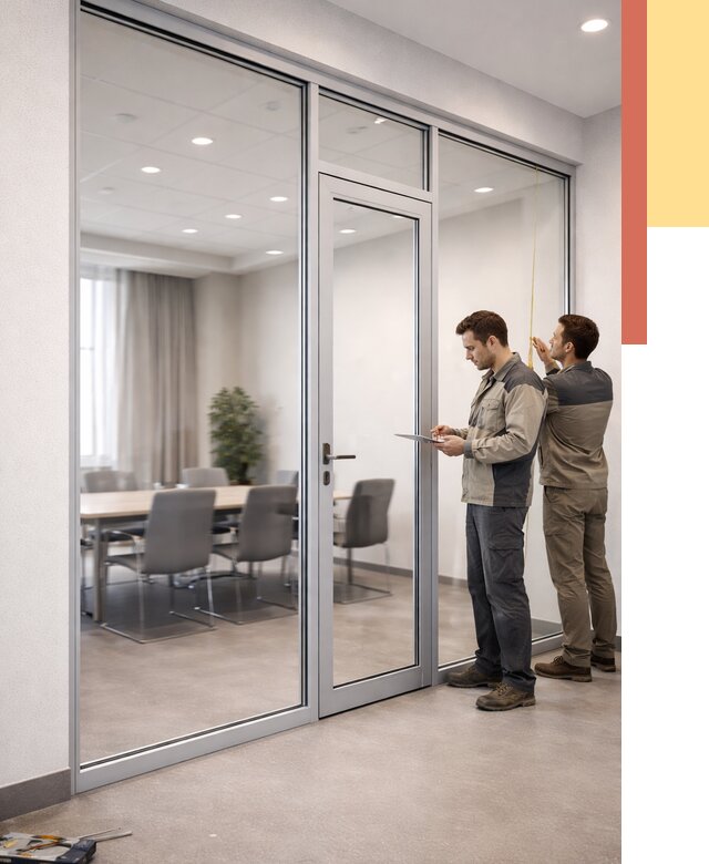 Установка и монтаж алюминиевых перегородок со стеклом в Можге от 8305 руб. | ОТДЕЛОЧНИК-Мжг