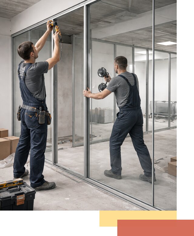 Алюминиевые перегородки со стеклом в Можге — изготовление и монтаж