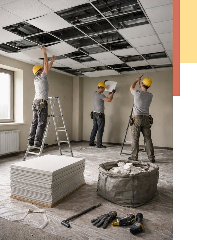 Демонтаж потолка Армстронг в Можге от 4558 руб. быстро и недорого | ОТДЕЛОЧНИК-Мжг