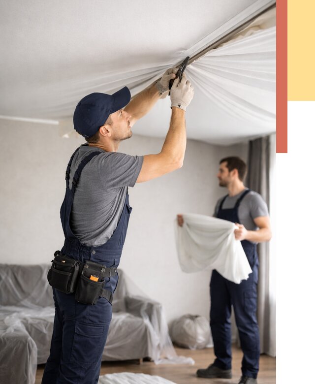 Демонтаж натяжного потолка в Можге от 4558 руб. — снятие и разбор под ключ | ОТДЕЛОЧНИК-Мжг