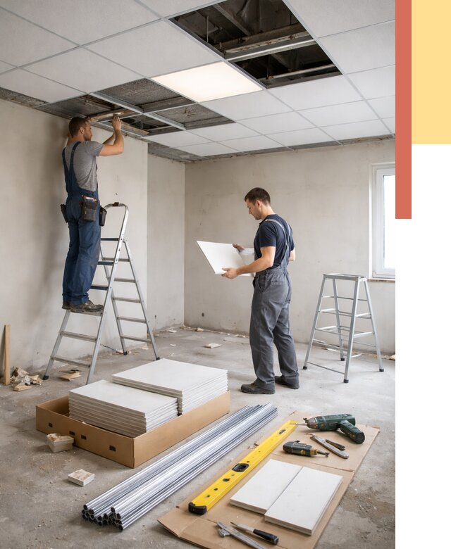 Монтаж потолка армстронг в Можге от 4558 руб/м2 — быстрая установка под ключ | ОТДЕЛОЧНИК-Мжг