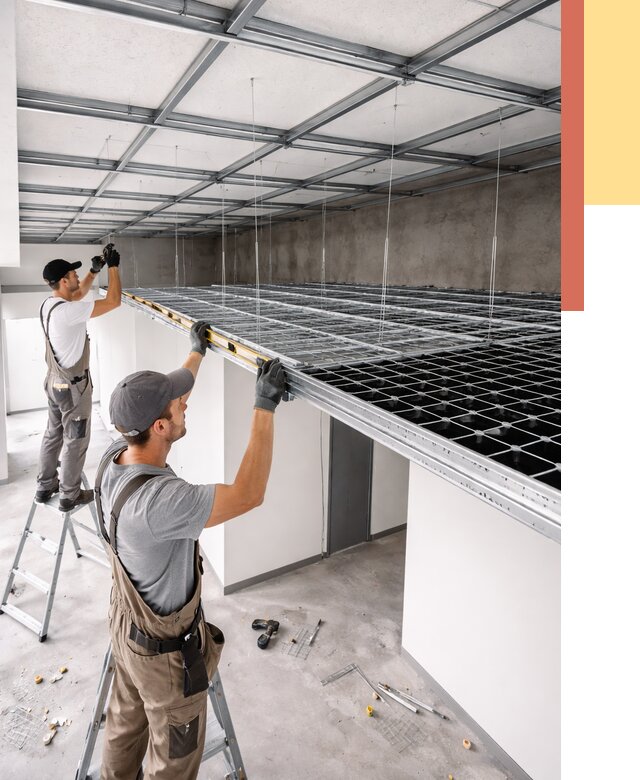 Монтаж потолка грильято в Можге от 456 руб./м² — быстрая сборка под ключ | ОТДЕЛОЧНИК-Мжг