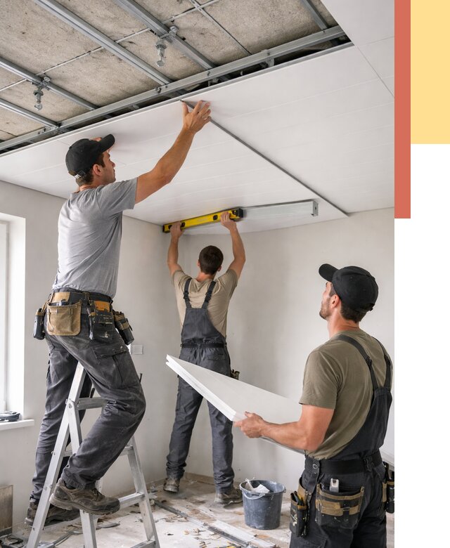 Монтаж потолка из ПВХ панелей в Можге от 3545 руб./м2 — быстро и недорого | ОТДЕЛОЧНИК-Мжг