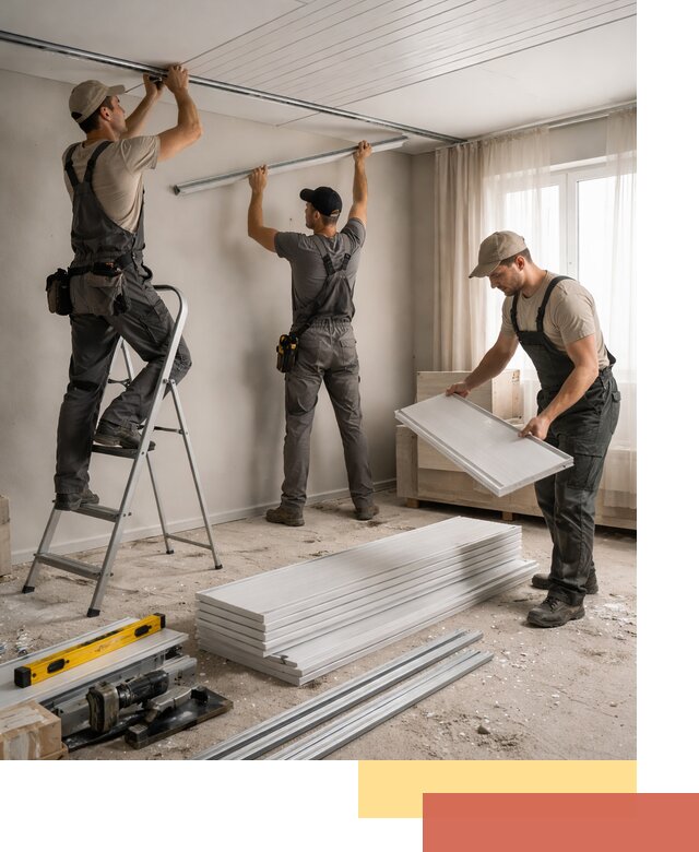 Монтаж потолка из ПВХ панелей в Можге оперативно и качественно