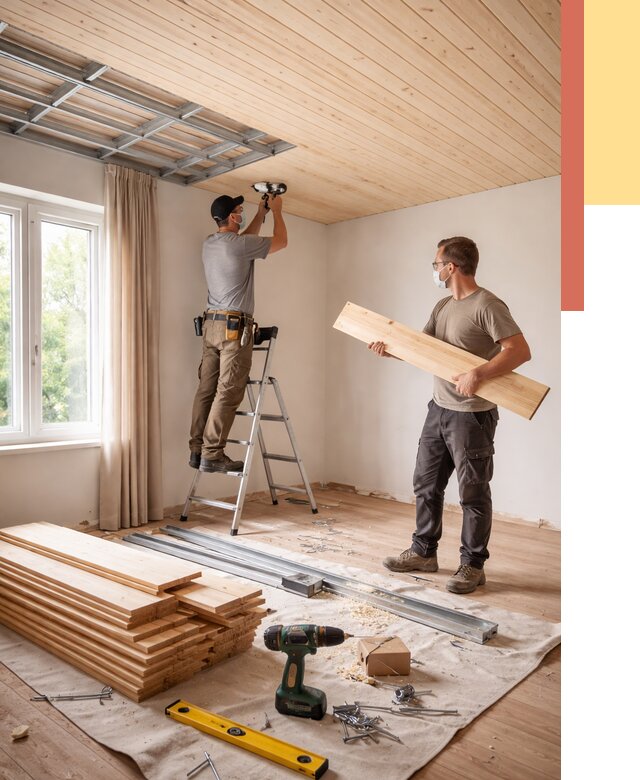 Монтаж потолка из вагонки в Можге от 6583 руб. | Быстро и недорого — ОТДЕЛОЧНИК-Мжг