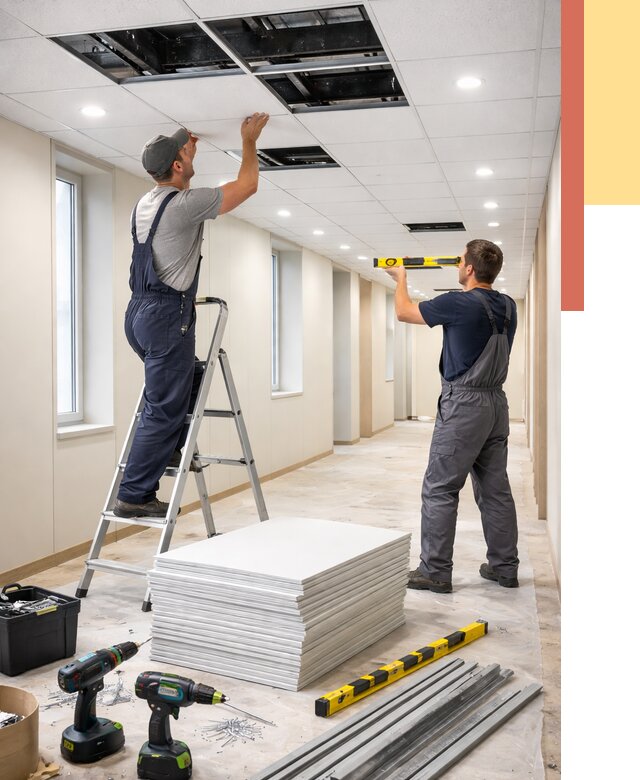 Ремонт потолка Армстронг в Можге от 4558 руб. — быстро и недорого | ОТДЕЛОЧНИК-Мжг