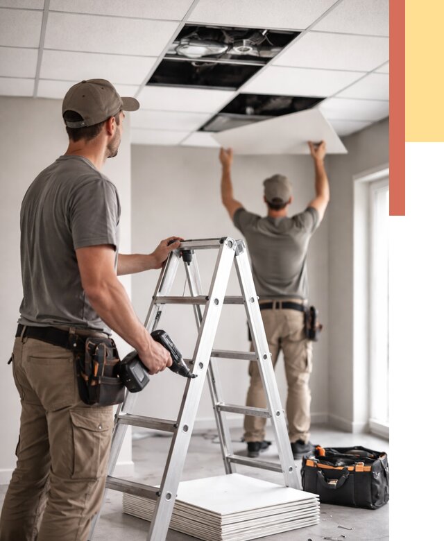 Обслуживание подвесного потолка в Можге от 3545 руб. — быстро и недорого | ОТДЕЛОЧНИК-Мжг