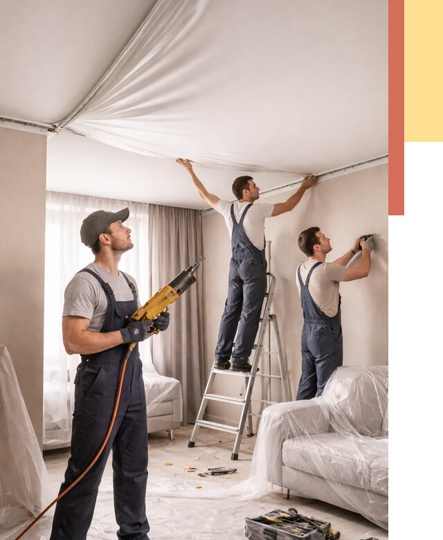 Установка натяжного потолка в Можге от 4558 руб. | Быстро и недорого — ОТДЕЛОЧНИК-Мжг