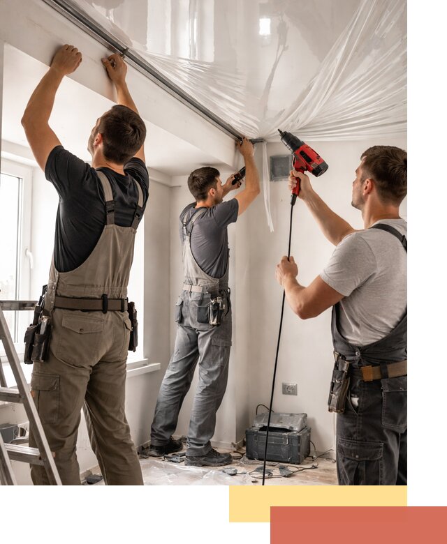 Монтаж глянцевого натяжного потолка в Можге быстро и качественно