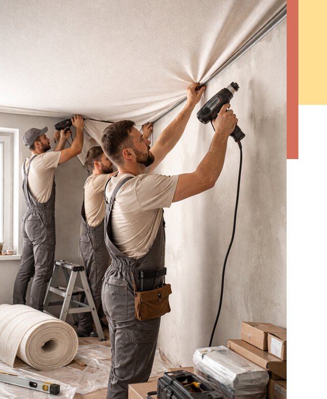 Монтаж фактурного натяжного потолка в Можге от 760 руб. — ОТДЕЛОЧНИК-Мжг