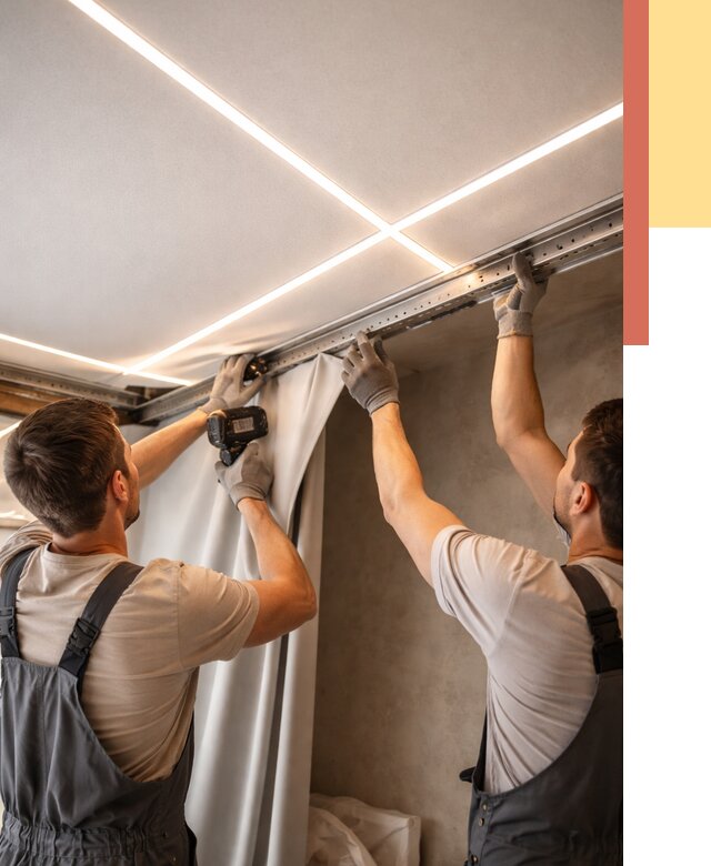 Монтаж натяжного потолка со световыми линиями в Можге от 1215 руб. | ОТДЕЛОЧНИК-Мжг