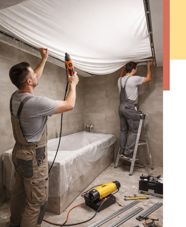 Монтаж натяжного потолка в ванной в Можге от 1215 руб. под ключ | ОТДЕЛОЧНИК-Мжг