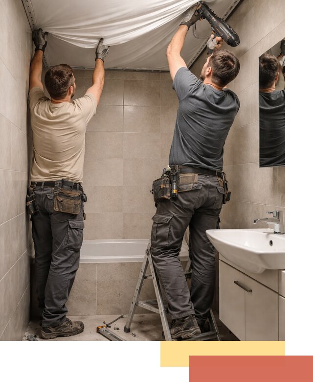 Монтаж натяжного потолка в ванной в Можге быстро и качественно